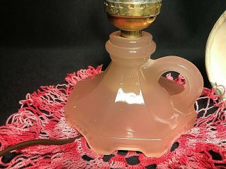 Antique Lighting Table Top - Frosted Pink Depression Glass Finger Lamp 5