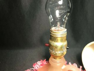 Antique Lighting Table Top - Frosted Pink Depression Glass Finger Lamp 6