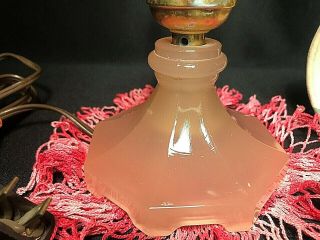 Antique Lighting Table Top - Frosted Pink Depression Glass Finger Lamp 8