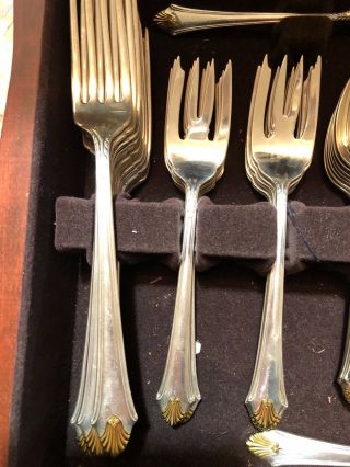 Gorham Sterling Silver Twelve 5 - Piece Place Setting In Edgemont Gold