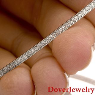 Estate 1.  00ct Diamond 14K White Gold Eternity Thin Bangle Bracelet 5.  8 Grams NR 6