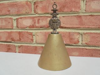 Old Antique Brass Or Bronze Hand Bell W Satyr Head Handle