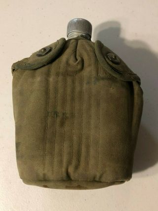 Vintage 1918 Metal Lid Canteen And Cover Over 100 Years Old
