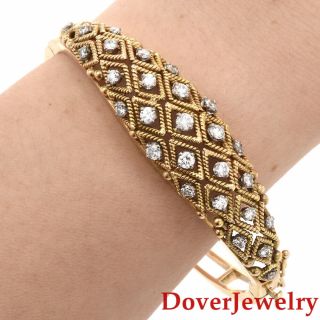 Estate Diamond 14k Yellow Gold Rope Bangle Bracelet 25.  7 Grams Nr