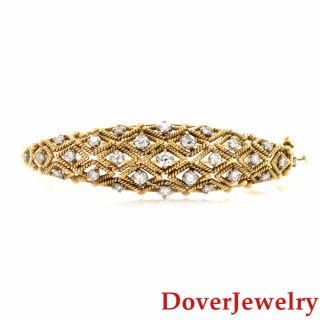 Estate Diamond 14K Yellow Gold Rope Bangle Bracelet 25.  7 Grams NR 2