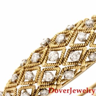 Estate Diamond 14K Yellow Gold Rope Bangle Bracelet 25.  7 Grams NR 3