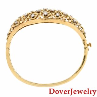 Estate Diamond 14K Yellow Gold Rope Bangle Bracelet 25.  7 Grams NR 4