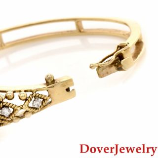 Estate Diamond 14K Yellow Gold Rope Bangle Bracelet 25.  7 Grams NR 5