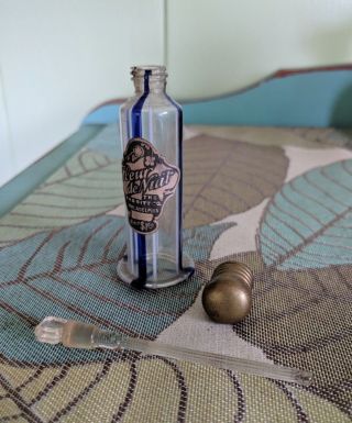 Antique Perfume Bottle Fleur de Nuit Babbitt Co Philadelphia PA Blue White Swirl 4