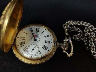 VTG RODANIA BICENTENNIAL INCABLOC SWISS POCKET WATCH Liberty Bell & Eagle RUNS 3