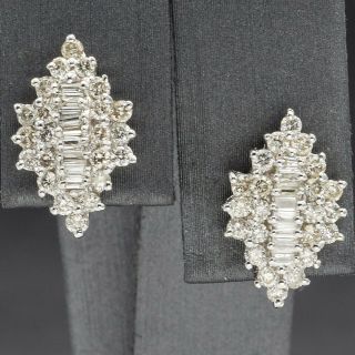 Vintage 18k White Gold 1.  36 Tcw Diamond Stud Earrings 3.  9 Grams G/h Vs - 2