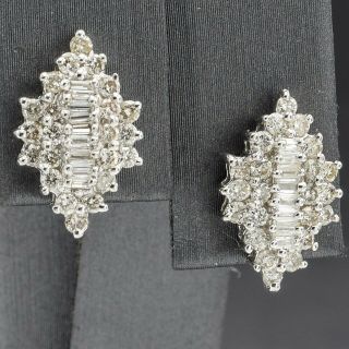 Vintage 18K White Gold 1.  36 TCW Diamond Stud Earrings 3.  9 Grams G/H VS - 2 2