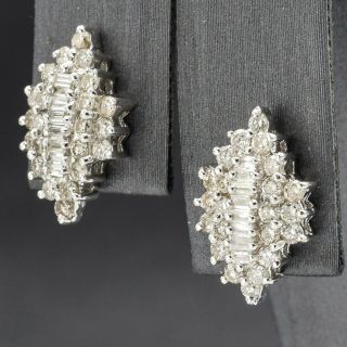 Vintage 18K White Gold 1.  36 TCW Diamond Stud Earrings 3.  9 Grams G/H VS - 2 3