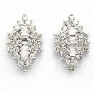 Vintage 18K White Gold 1.  36 TCW Diamond Stud Earrings 3.  9 Grams G/H VS - 2 5