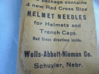 ANTIQUE WORLD WAR I HOME FRONT HELMET NEEDLES FOR LADY ' S - SCHUYLER NEBRASKA ADVER 3