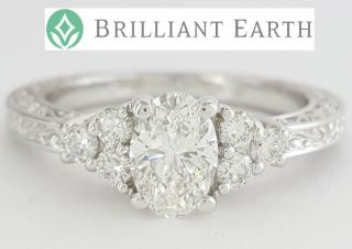 Brilliant Earth Antique Scroll 0.  7 Ct Oval Cut Diamond Engagement Ring Gia