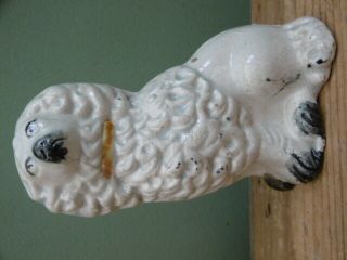 Pr 19thc STAFFORDSHIRE MINIATURE WHITE POODLES IN SITTING POSE C.  1860 5