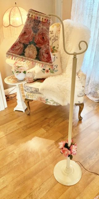 Vintage Floor Lamp Shabby Cottage Chic W Roses
