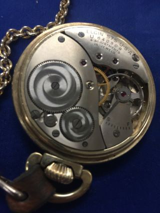 Elgin 575 USA 15 Jewel Pocket Watch With Chain Part 7