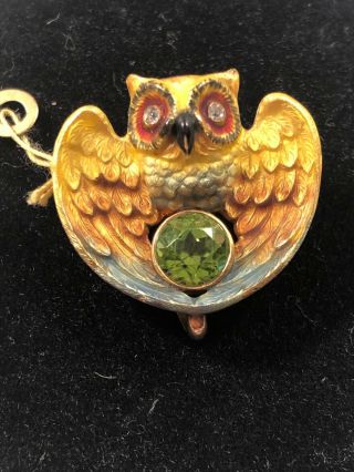 Antique Gold Owl Pin Wab