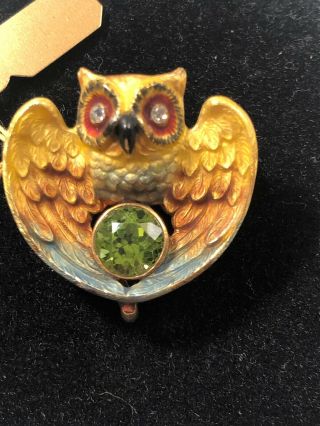 Antique Gold Owl Pin WAB 4