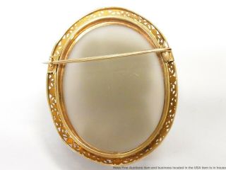 Massive 18k Gold Cameo Pin Antique Finely Carved Hard Stone Signed Numbered 40gr 6