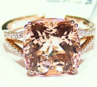 7.  19ct 14k Gold Natural Morganite Round Diamond Vintage Halo Engagement Ring