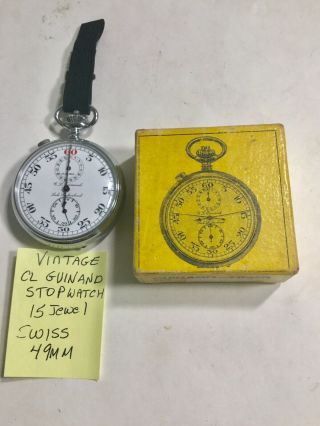 Vintage C L Guinand Stopwatch Timer Swiss 49mm Running