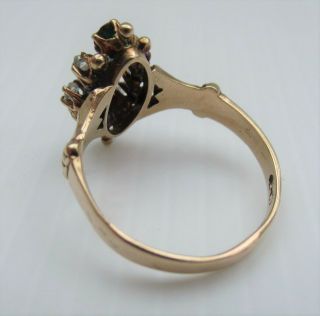 Antique Victorian Gold,  Ruby,  Green Garnet & Diamond Ring 6