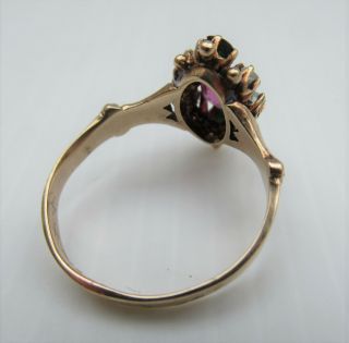 Antique Victorian Gold,  Ruby,  Green Garnet & Diamond Ring 7