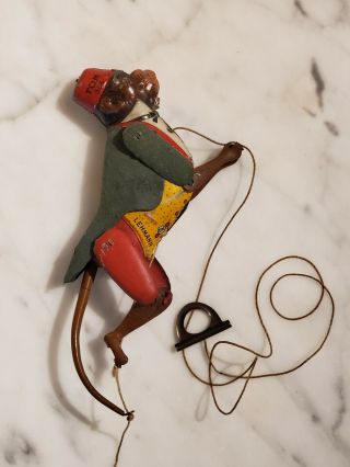 Lehmann “tom” 385 Tin Climbing Litho Monkey Toy Made In Germany Vtg