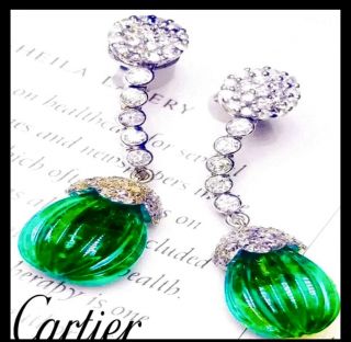 $185,  000 Divine Rarity ⭐20 Ctw Emerald Drop Untreated Natural Diamond Earring