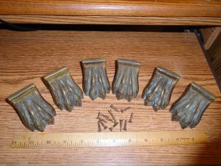 6 Vintage Solid Brass Lions Paw Feet For Table Legs 30 