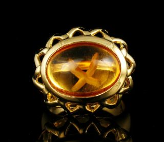 Tiffany & Co.  Paloma Picasso Signed Natural Citrine 18k Gold Basket Weave Ring