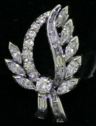 Antique Art Deco heavy Platinum 3.  50CT VS1/F diamond floral screw back earrings 2