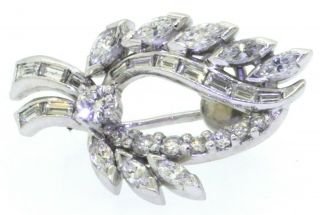 Antique Art Deco heavy Platinum 3.  50CT VS1/F diamond floral screw back earrings 4