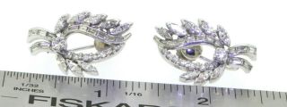 Antique Art Deco heavy Platinum 3.  50CT VS1/F diamond floral screw back earrings 5