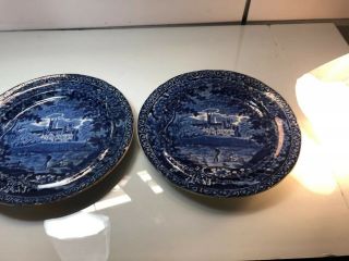 2 Clews Warranted Historical Staffordshire Fishing Plate 10 " Flow Blue
