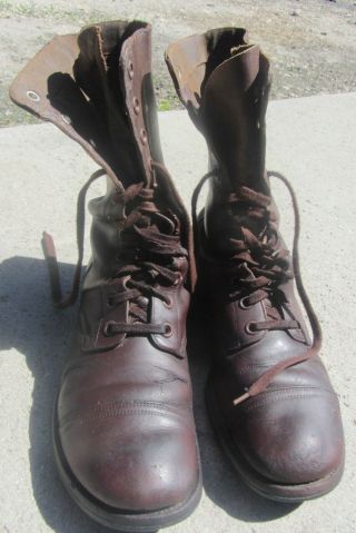 Rare Pair WW2 US Army Brown Jump Boots With Cap Toe Size 12 E WWII Brown 3