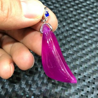 Chinese S925 Silver & Purple Jadeite Jade Handwork Collectible Baroque Pendant