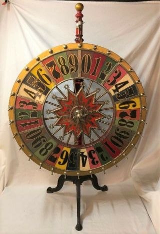 Antique H C Evans Carnival Game Wheel Of Chance Table Top Gambling Can Ship