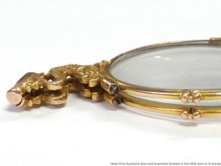Most Art Nouveau 18k Gold Cherub Serpent Lorgnette Antique Folding Opera Glasses 8