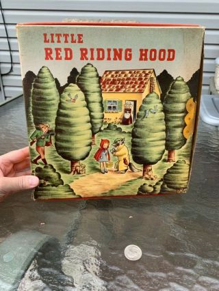 Vintage Little Red Riding Hood Peek O Products Boxed Record Dolls Playset