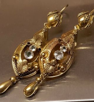 Antique 15ct Gold And Paste Drop Earrings.  5.  5 Cm 