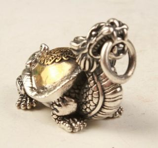 Precious China 925 Silver Hand Carving Dragon Figurines Statue Pendant Gift