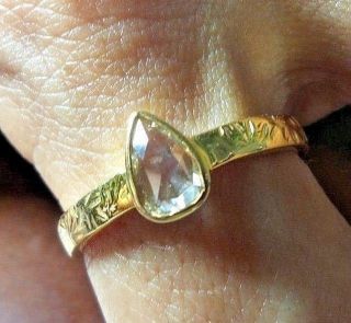 Sparkling Pear Shape Rose Cut Diamond Ring Solid 22K Gold ring 2