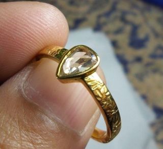 Sparkling Pear Shape Rose Cut Diamond Ring Solid 22K Gold ring 3
