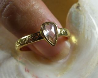 Sparkling Pear Shape Rose Cut Diamond Ring Solid 22K Gold ring 6