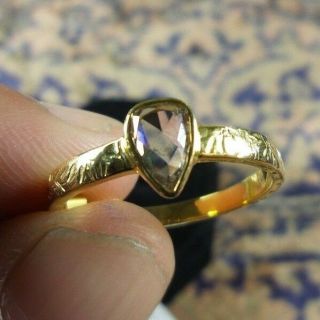 Sparkling Pear Shape Rose Cut Diamond Ring Solid 22K Gold ring 8