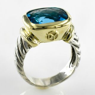 David Yurman Noblesse Ring Sterling Silver 14k Size 9.  0 Estate Designer Jewelry